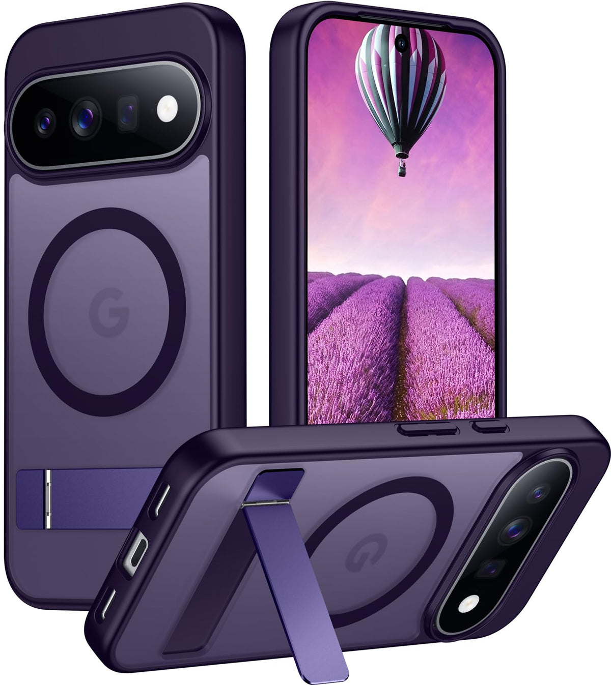 Temdan Magnetic Compatible with iPhone 16 Pro Max Case, [Built-in Invisible Kickstand][Compatible with MagSafe] [Military Grade Shockproof] Slim Translucent Matte Phone Case for iPhone 16 Pro Max 6.9"