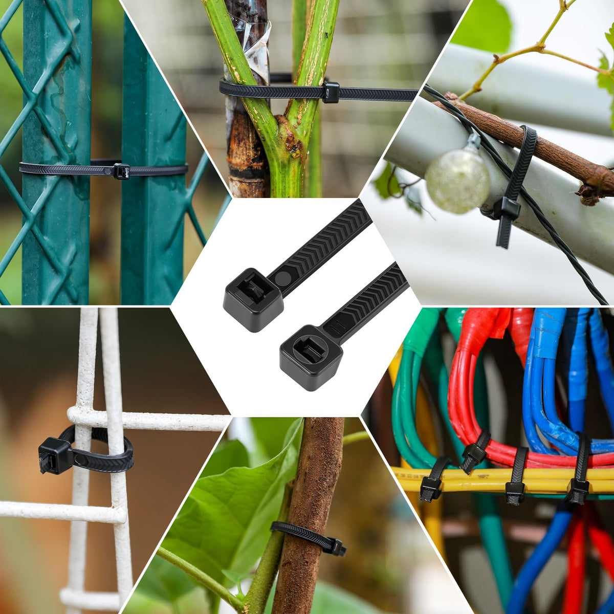 12 Inch Zip Ties Double Sided Toothed (Bulk 1000 Pack),100 LBS Tensile Strength Heavy Duty Cable Wire Ties With Self-Locking Adjustable More Durable Nylon Tie Wraps for Indoor Outdoor