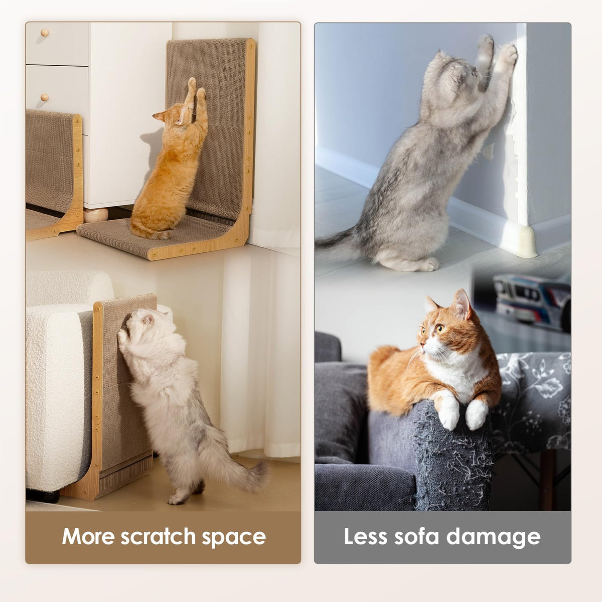 EHEYCIGA Cardboard Cat Scratcher for Indoor Cats, 26.8 Inch, Brown