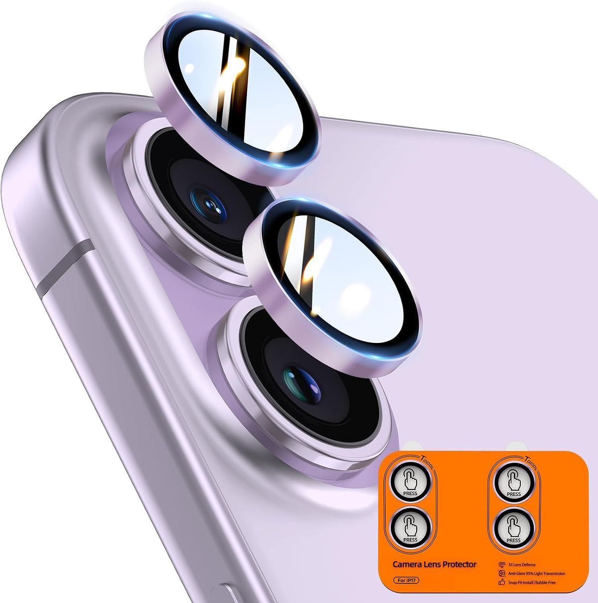 TOCOL for iPhone 16 Pro Max Camera Lens Protector/iPhone 16 Pro Camera Lens Protector Tempered Glass HD Individual Scratch Resistant Cover Accessories Case Friendly 2 Pack（Light Blue）