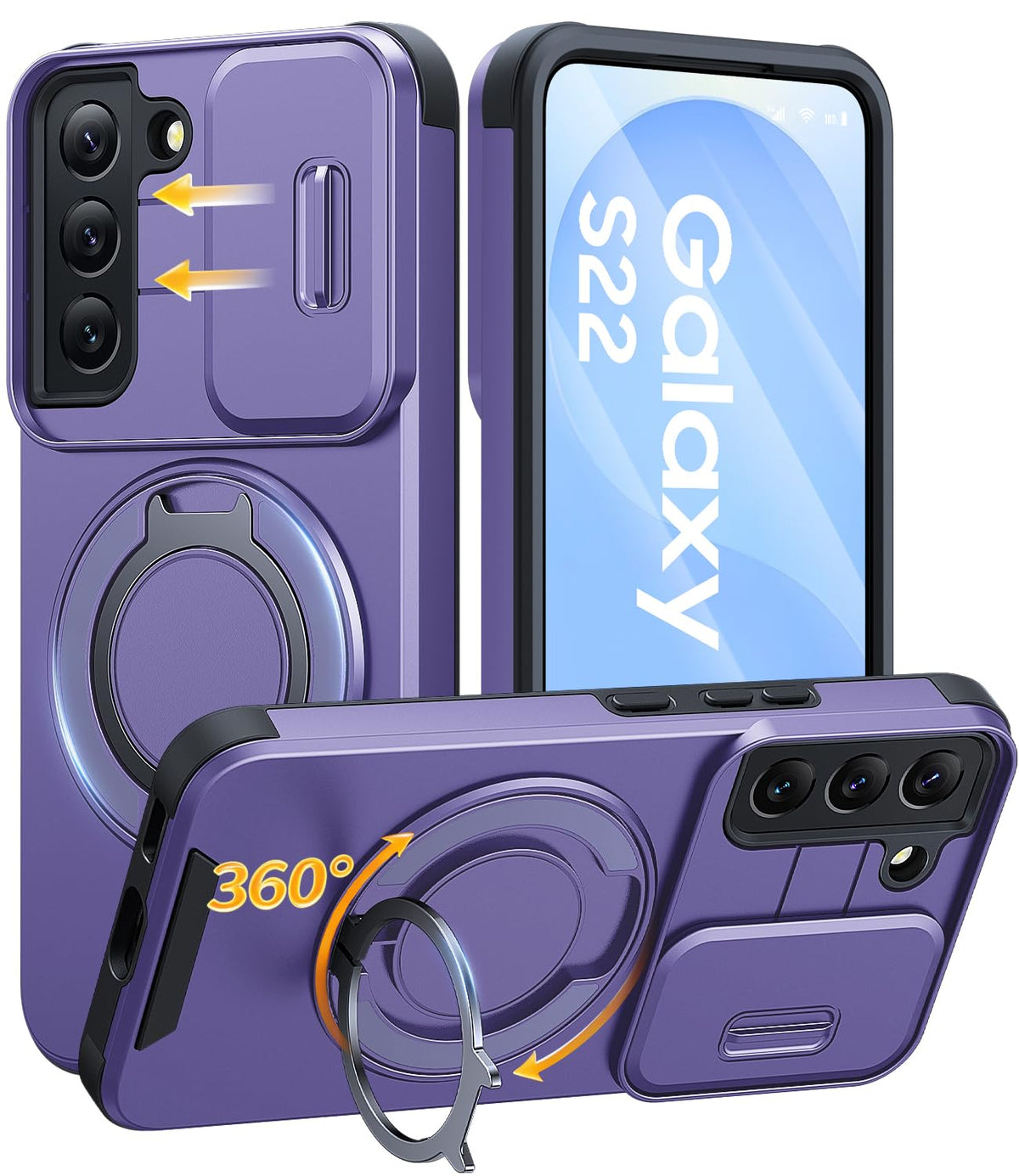 JAME for Samsung Galaxy S26 Case with Ring Stand & Slide Camera Cover
