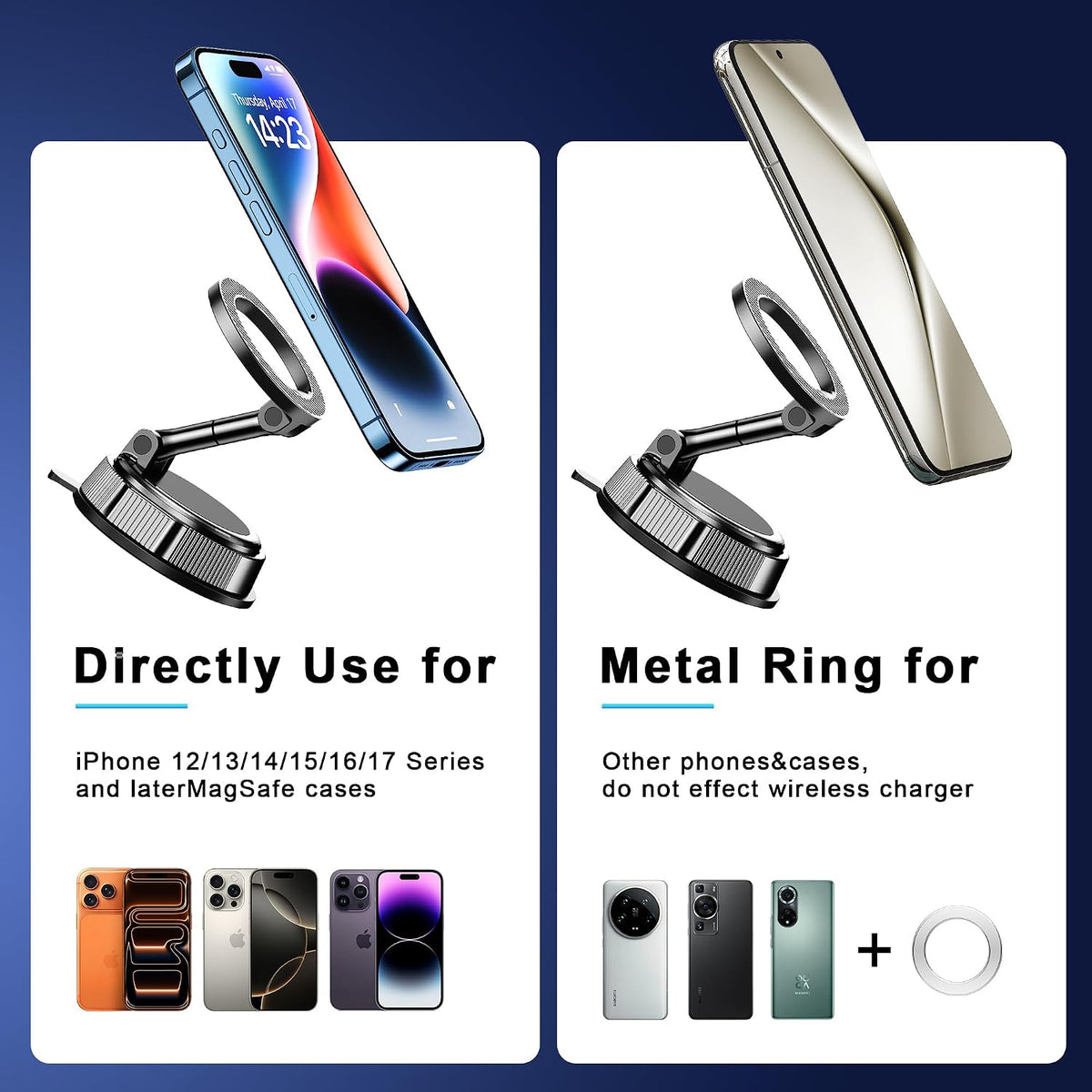 Qifutan Car Phone Holder Mount Phone Mount for Car Windshield/Dashboard/Air Vent Holder for iPhone & Android Smartphone, 360° Adjustable, Cell Phone Camera Mounts