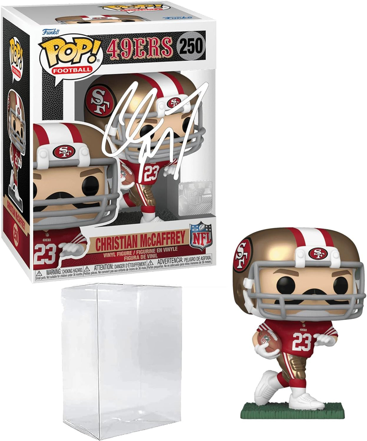 Christian McCaffrey #250 Funko POP! Figurine, 49ers, Facsimile Signed