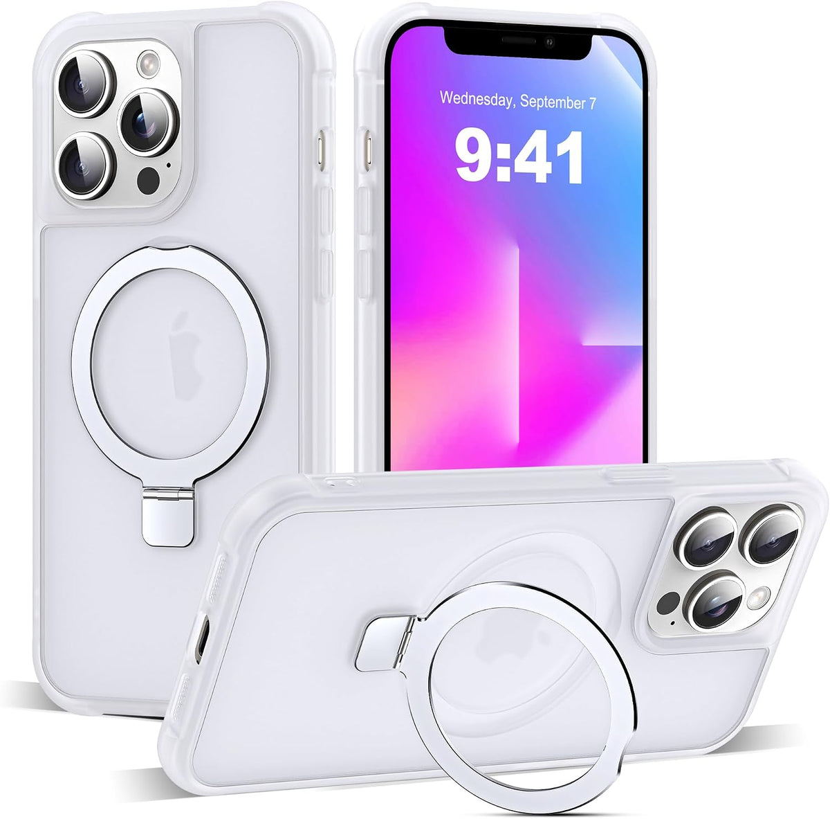 SKYLMW Compatible with iPhone 16 Pro Max Case with Stand,Rose