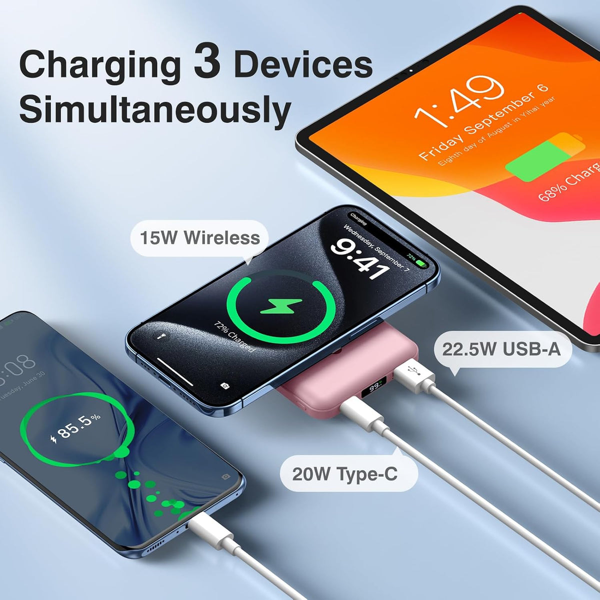 AOGUERBE for MagSafe Portable Charger, 10000mAh Magnetic Charger for iphone