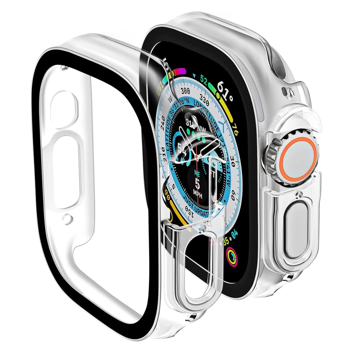 Smiling 2 Pack Case Compatible with Apple Watch Series 9 (2023)/Series 8 /Series 7 45mm with Tempered Glass Screen Protector, Hard PC Case Overall Protective Cover- Starlight