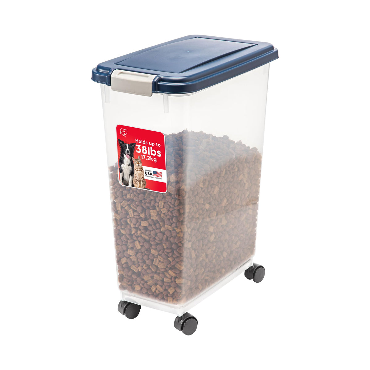 IRIS USA Dog Food Storage Container, Airtight, 30 lb Capacity, Wheels