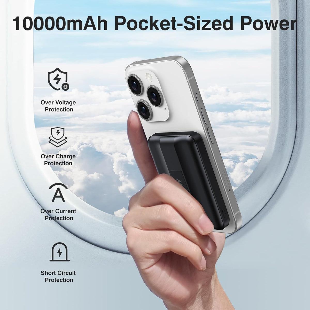 AOGUERBE for MagSafe Portable Charger, 10000mAh Magnetic Charger for iphone