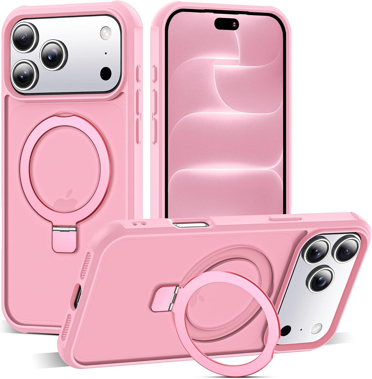 SKYLMW Compatible with iPhone 16 Pro Max Case with Stand,Rose