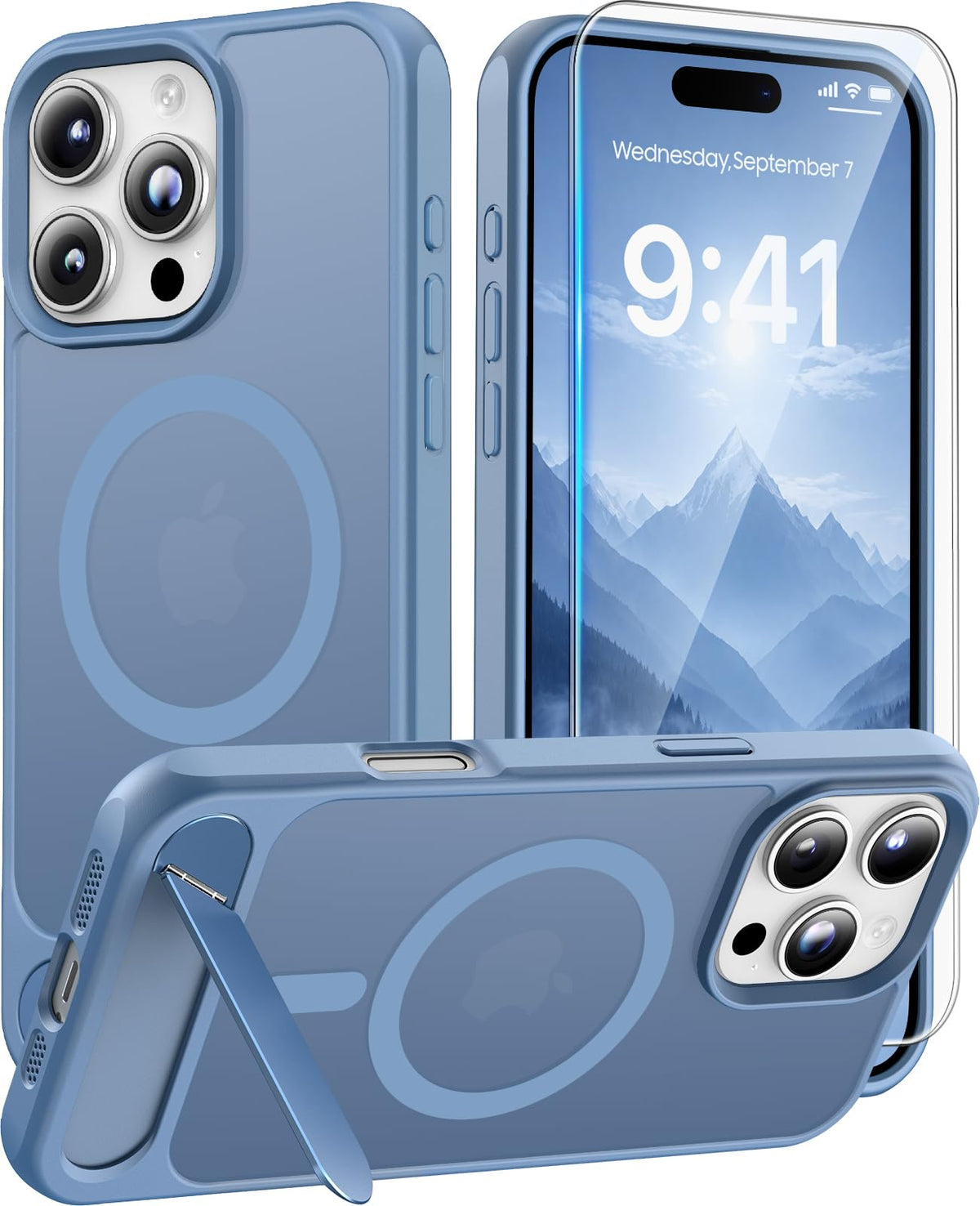 Magnetic for iPhone 16 Pro Case with Stand, Clear Matte
