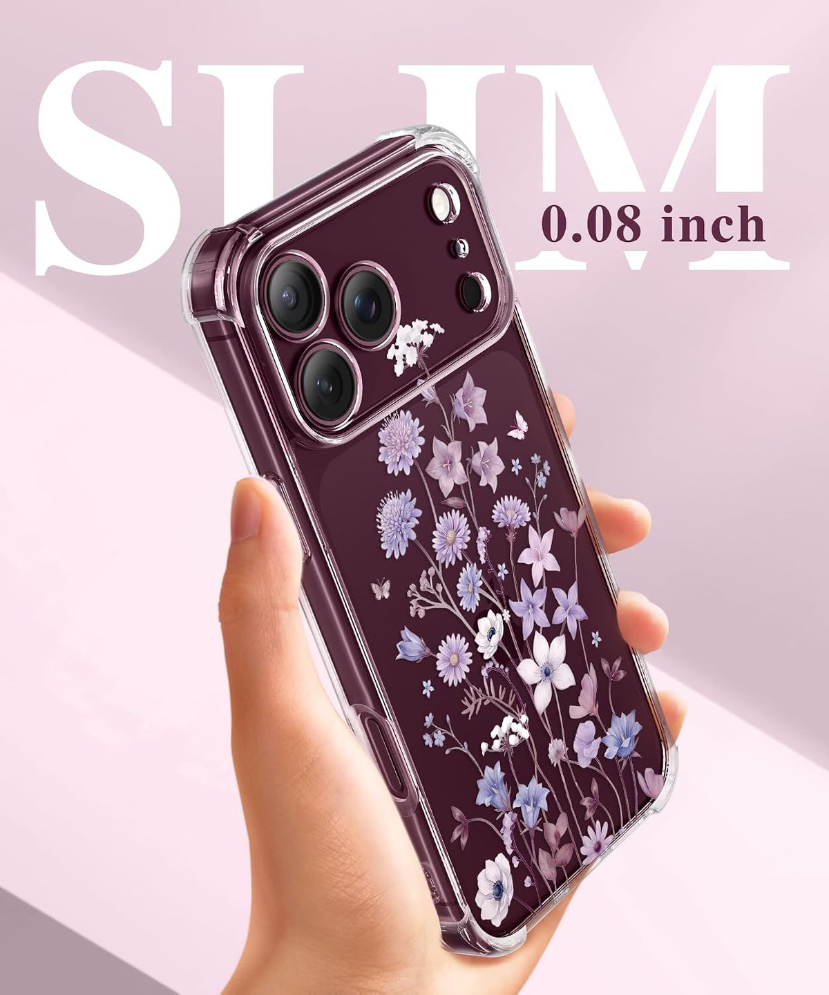 GVIEWIN for iPhone 17 Case Floral Clear Slim Women