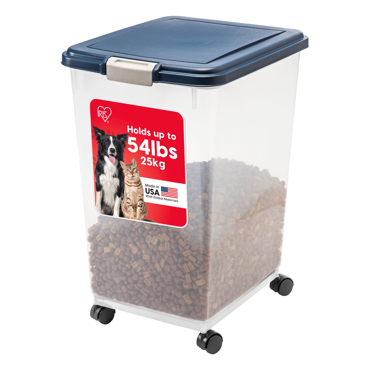 IRIS USA Dog Food Storage Container, Airtight, 30 lb Capacity, Wheels