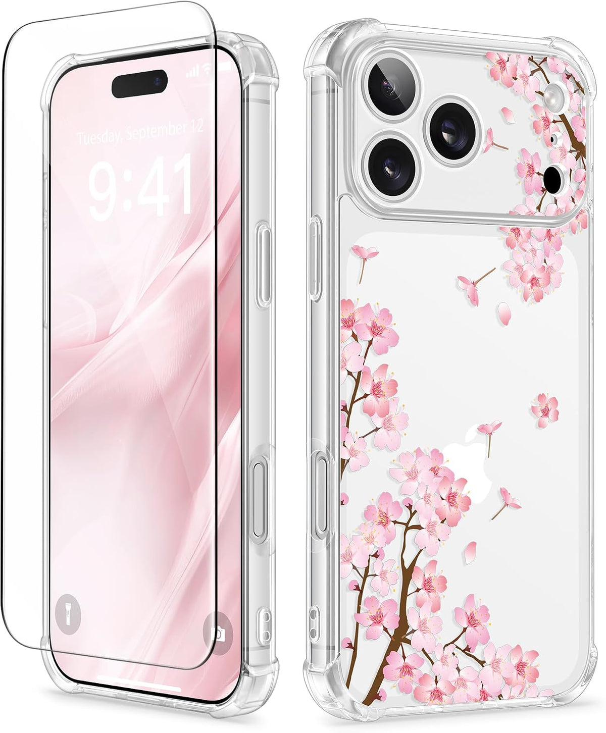 GVIEWIN for iPhone 17 Case Floral Clear Slim Women
