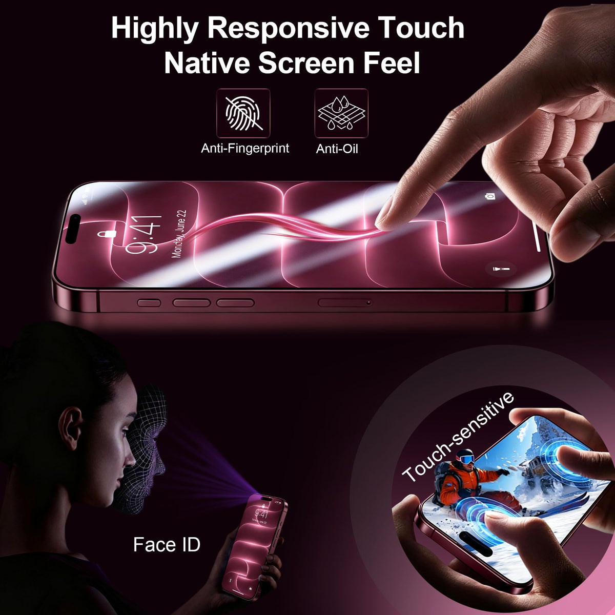 QHOHQ 3 Pack Screen Protector for iPhone 13 Pro 6.1 Inch with 3 Pack Tempered Glass Camera Lens Protector, Ultra HD, 9H Hardness, Scratch Resistant - Case Friendly [Not fit iPhone 13 Pro Max 6.7"]