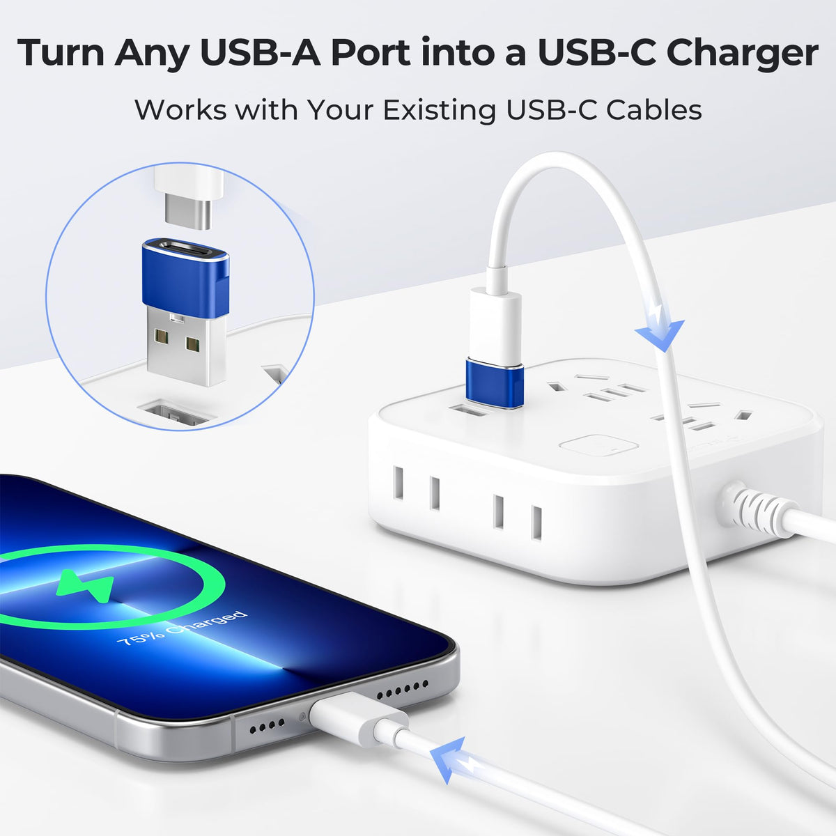 Basesailor USB to USB C Adapter,USBC Female to USB A Male Charger Adapter
