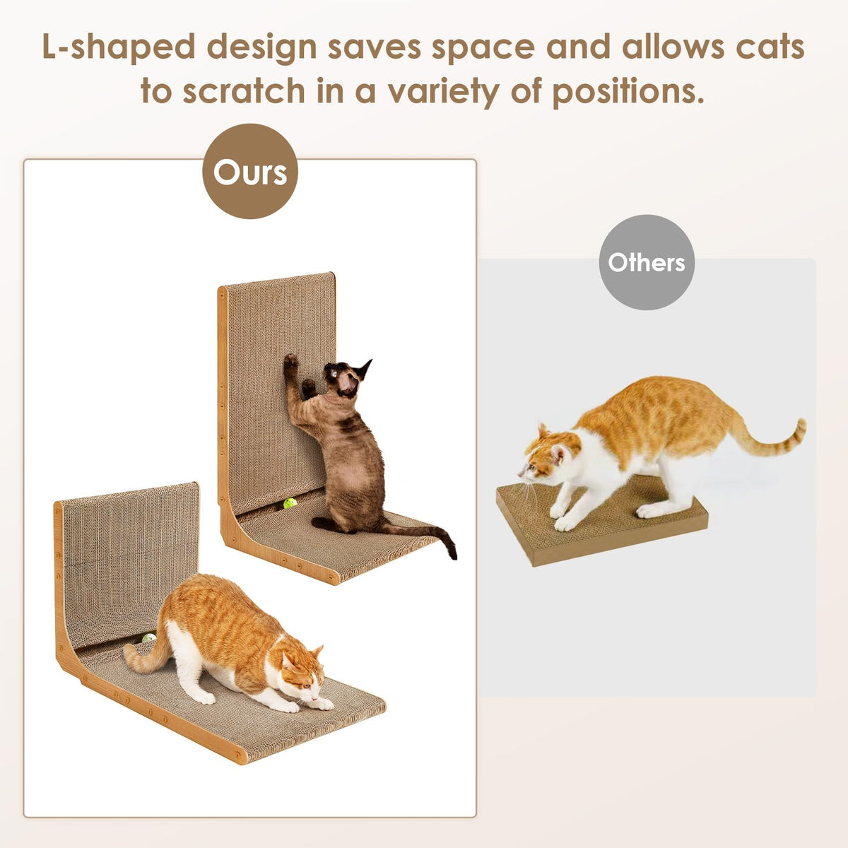 EHEYCIGA Cardboard Cat Scratcher for Indoor Cats, 26.8 Inch, Brown