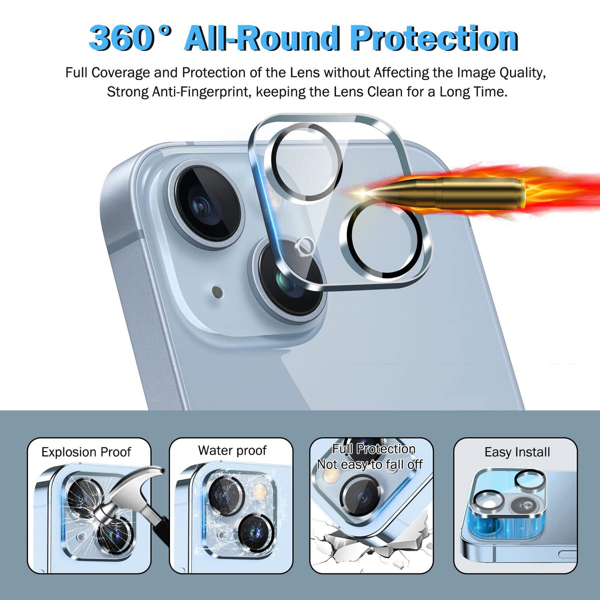 QHOHQ 3 Pack Screen Protector for iPhone 13 Pro 6.1 Inch with 3 Pack Tempered Glass Camera Lens Protector, Ultra HD, 9H Hardness, Scratch Resistant - Case Friendly [Not fit iPhone 13 Pro Max 6.7"]