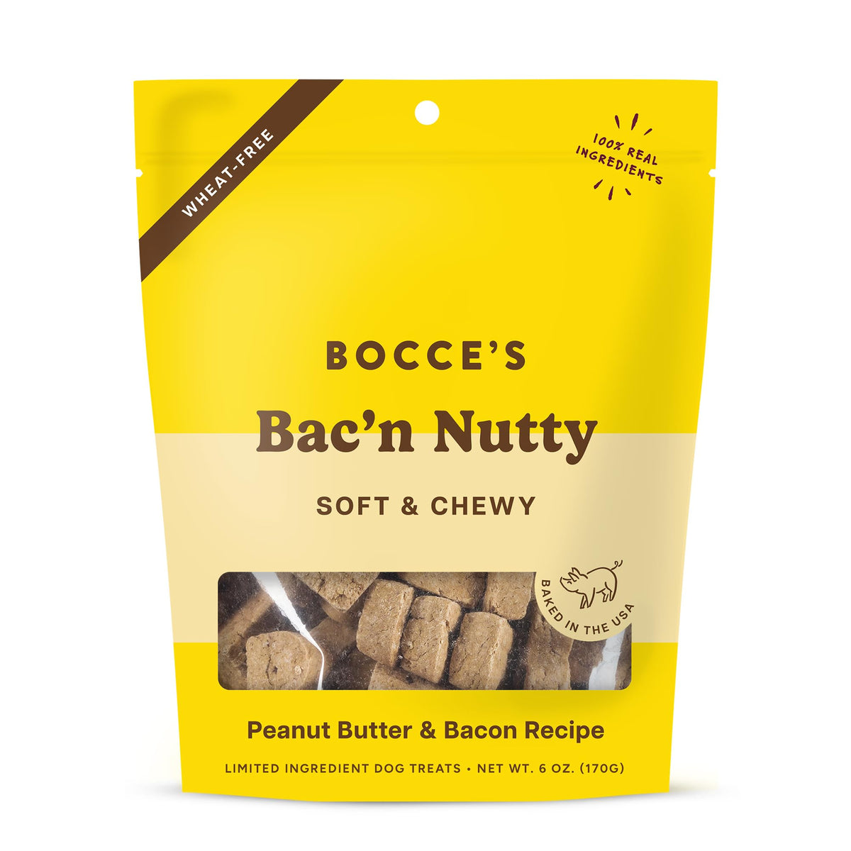 Bocce's Bakery Say Moo Soft & Chewy Dog Treats, Beef & Cheddar Flavor, 6 oz