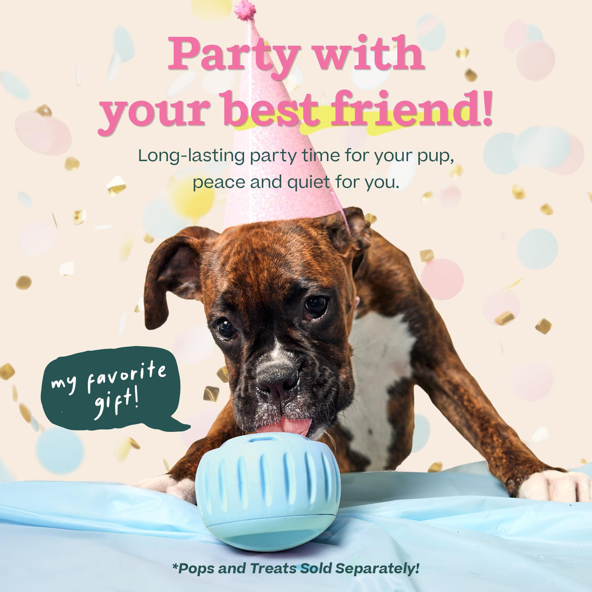 WOOF Pupsicle Interactive Dog Ball Toy for Dogs Large 25-75 lbs - Pink