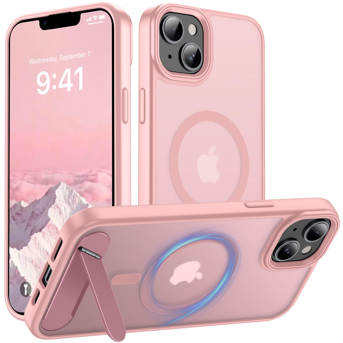 Magnetic Compatible with iPhone 16 Case, [Built-in Kickstand][Full Camera Protection][Compatible with MagSafe][Anti-Fingerprint] Shockproof Phone Case for iPhone 16 6.1",Brown