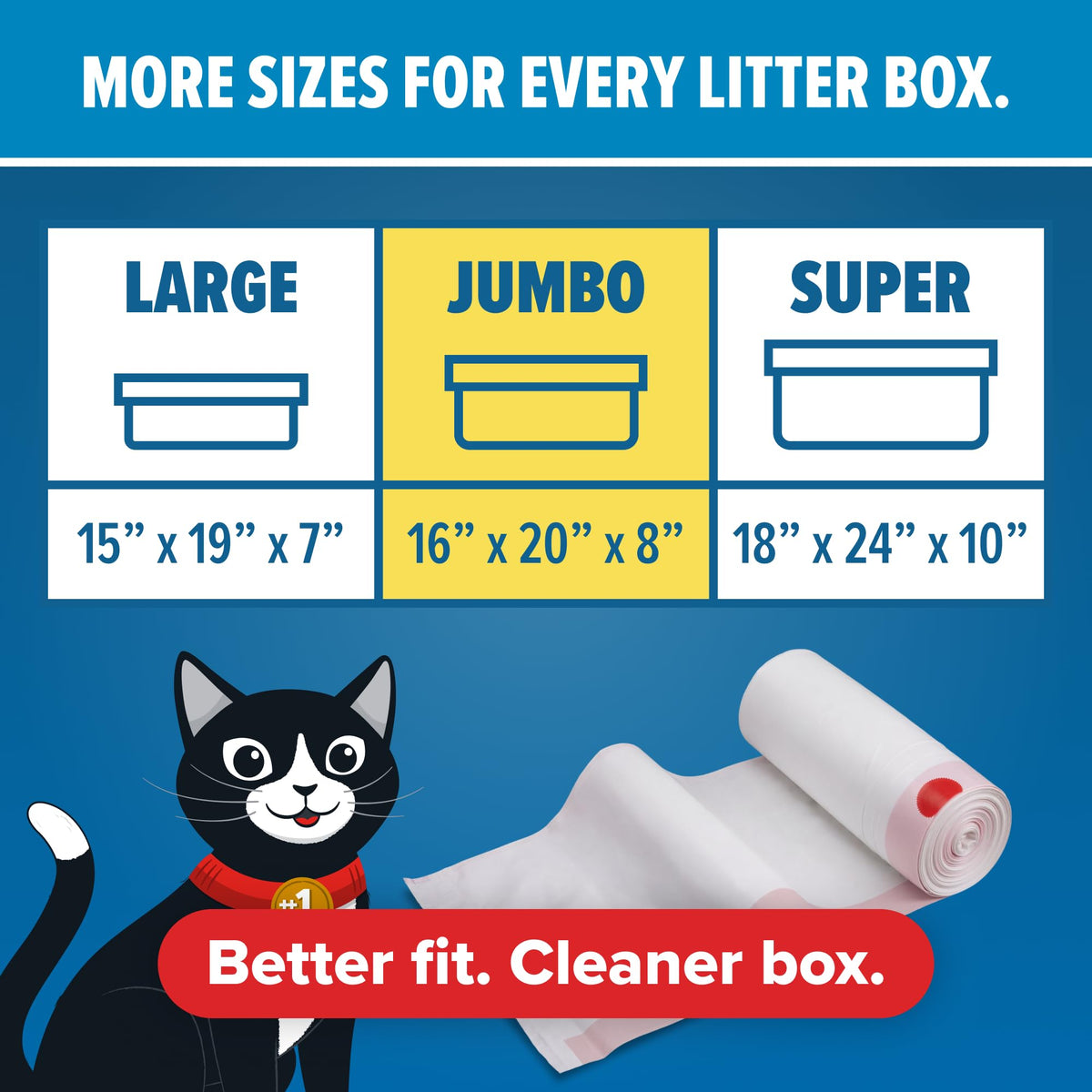 Jonny Cat Litter Box Liners Heavy Duty, Tear & Leak Resistant Jumbo 15ct