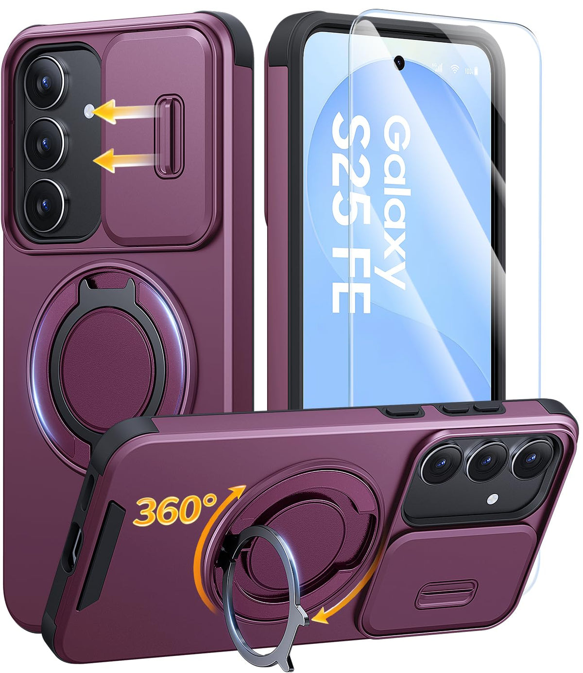 JAME for Samsung Galaxy S26 Case with Ring Stand & Slide Camera Cover