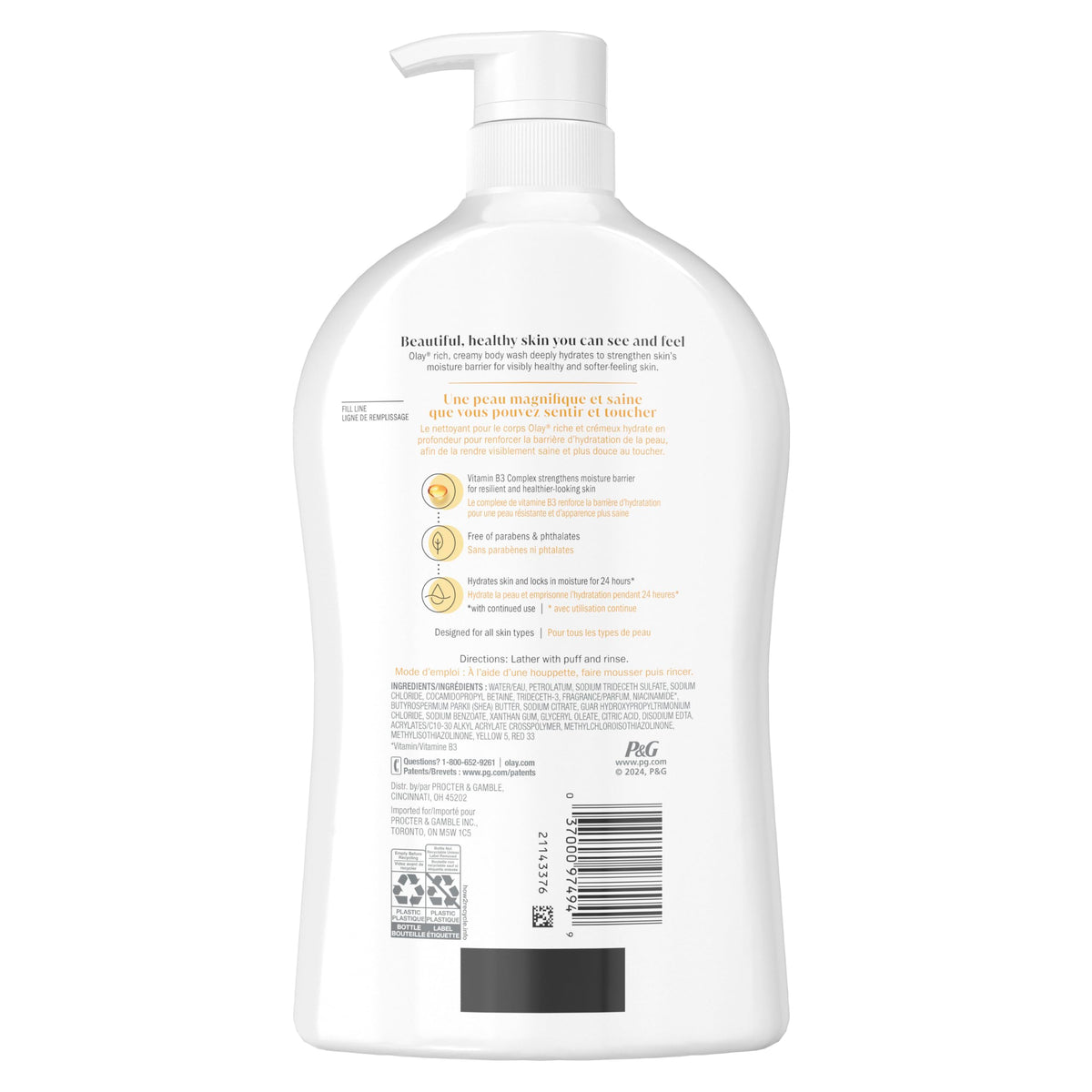 Olay Body Wash for Women, Ultra Moisture Shea Butter Scent, 35 fl oz