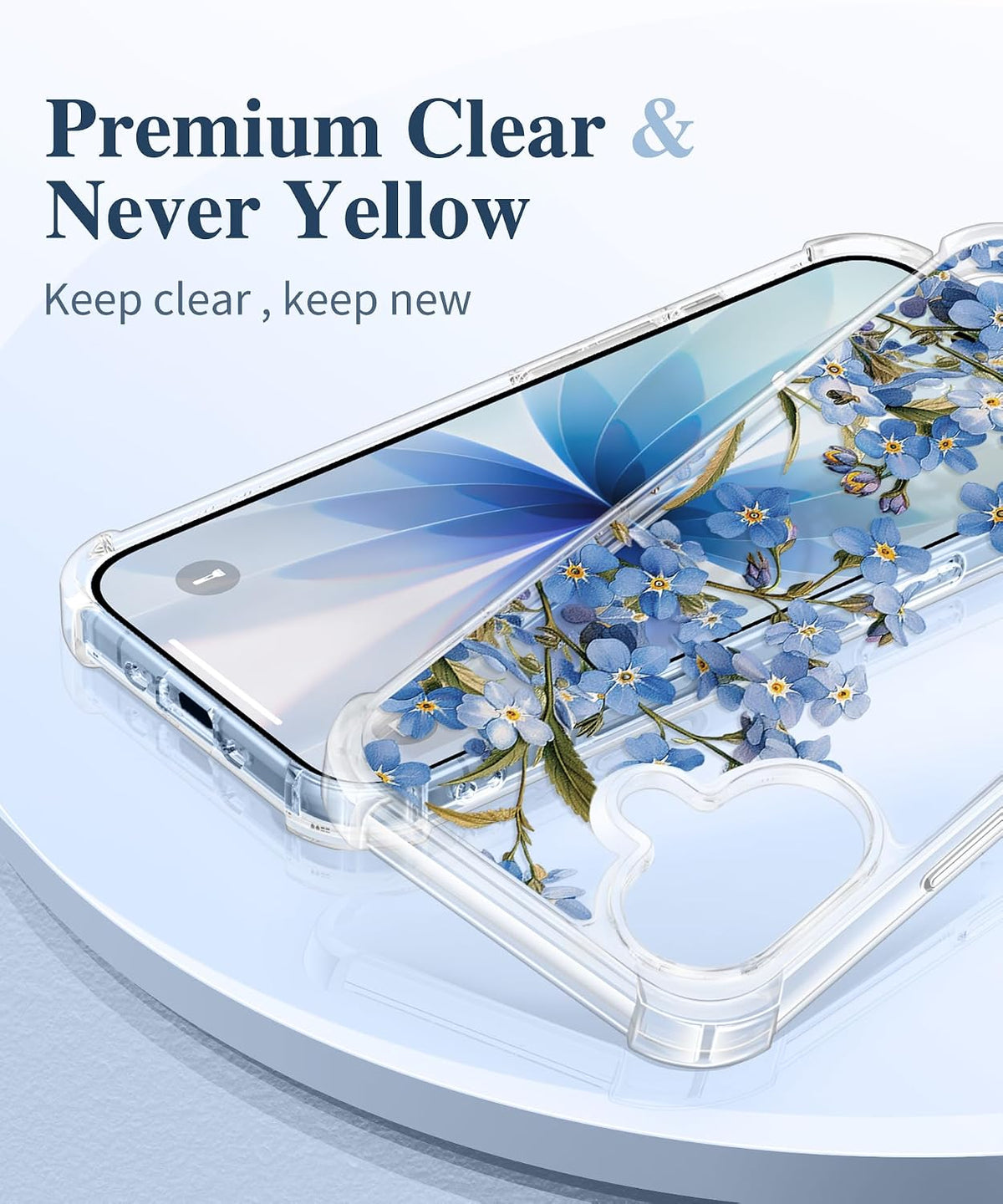GVIEWIN for iPhone 17 Case Floral Clear Slim Women