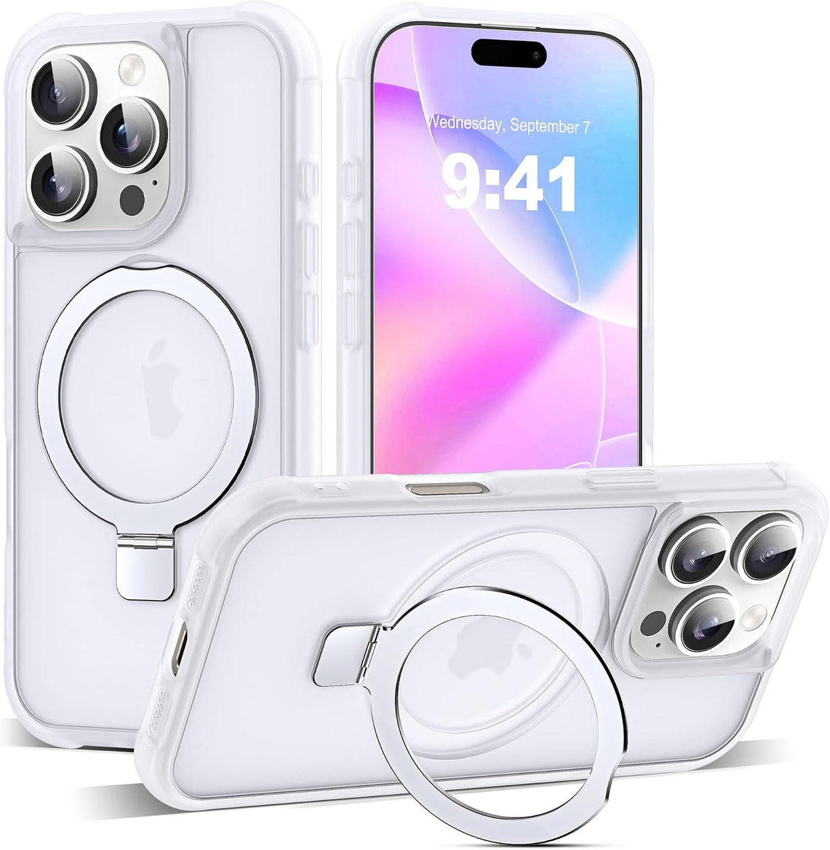 SKYLMW Compatible with iPhone 16 Pro Max Case with Stand,Rose