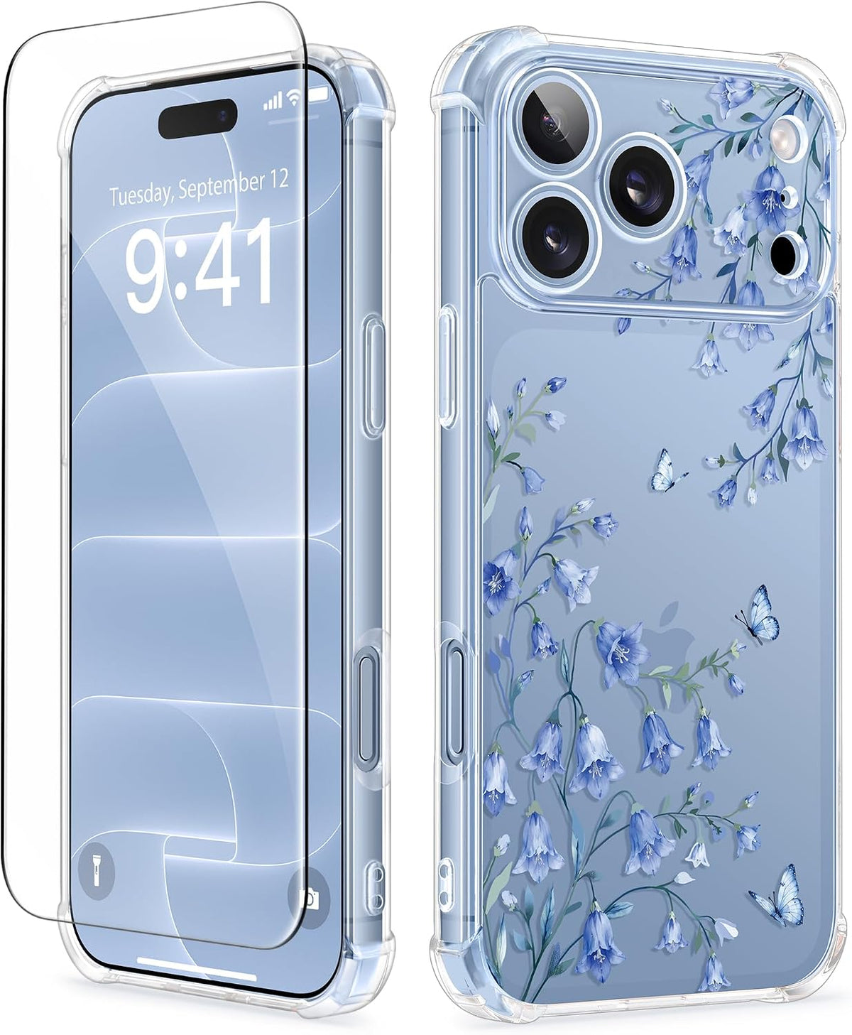 GVIEWIN for iPhone 17 Case Floral Clear Slim Women