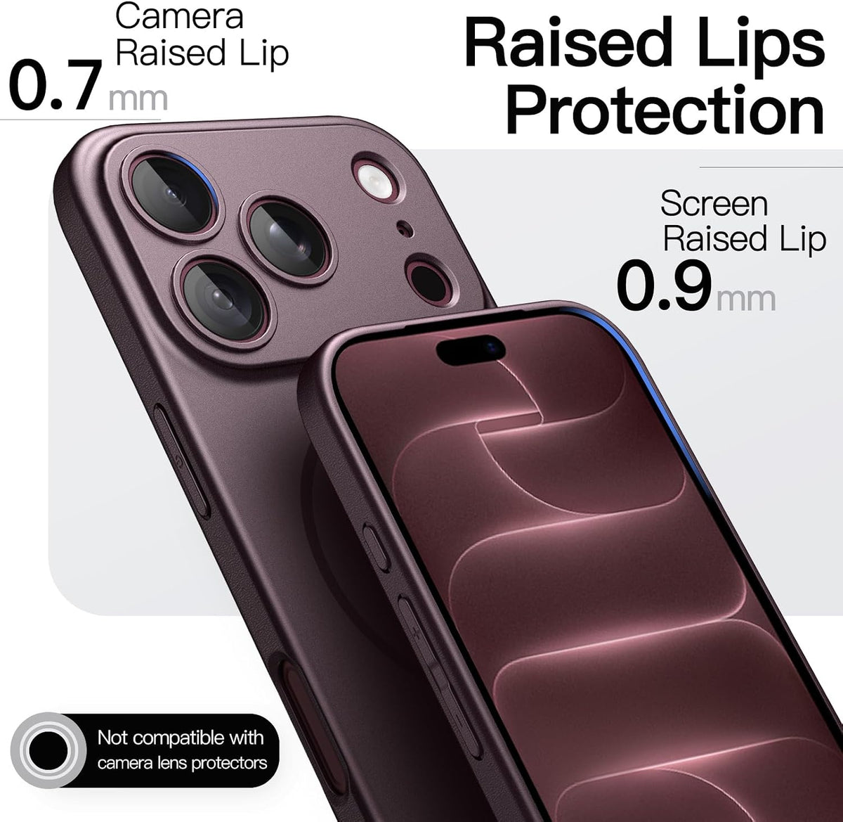 JETech Magnetic Slim Case for iPhone 18 Pro, Dark Cherry