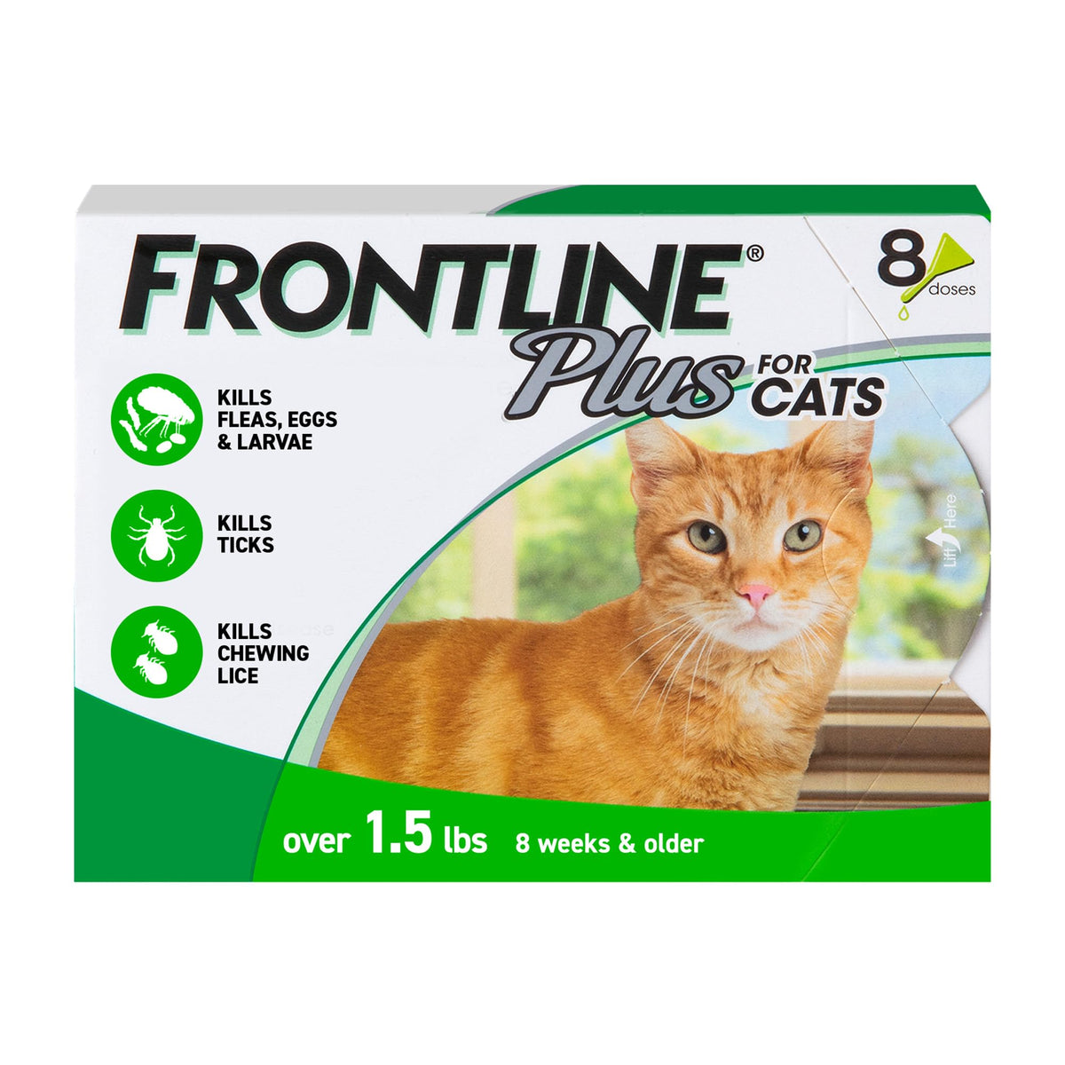 FRONTLINE Plus Flea & Tick Spot Treatment for Cat & Kitten (Green) Count of 6