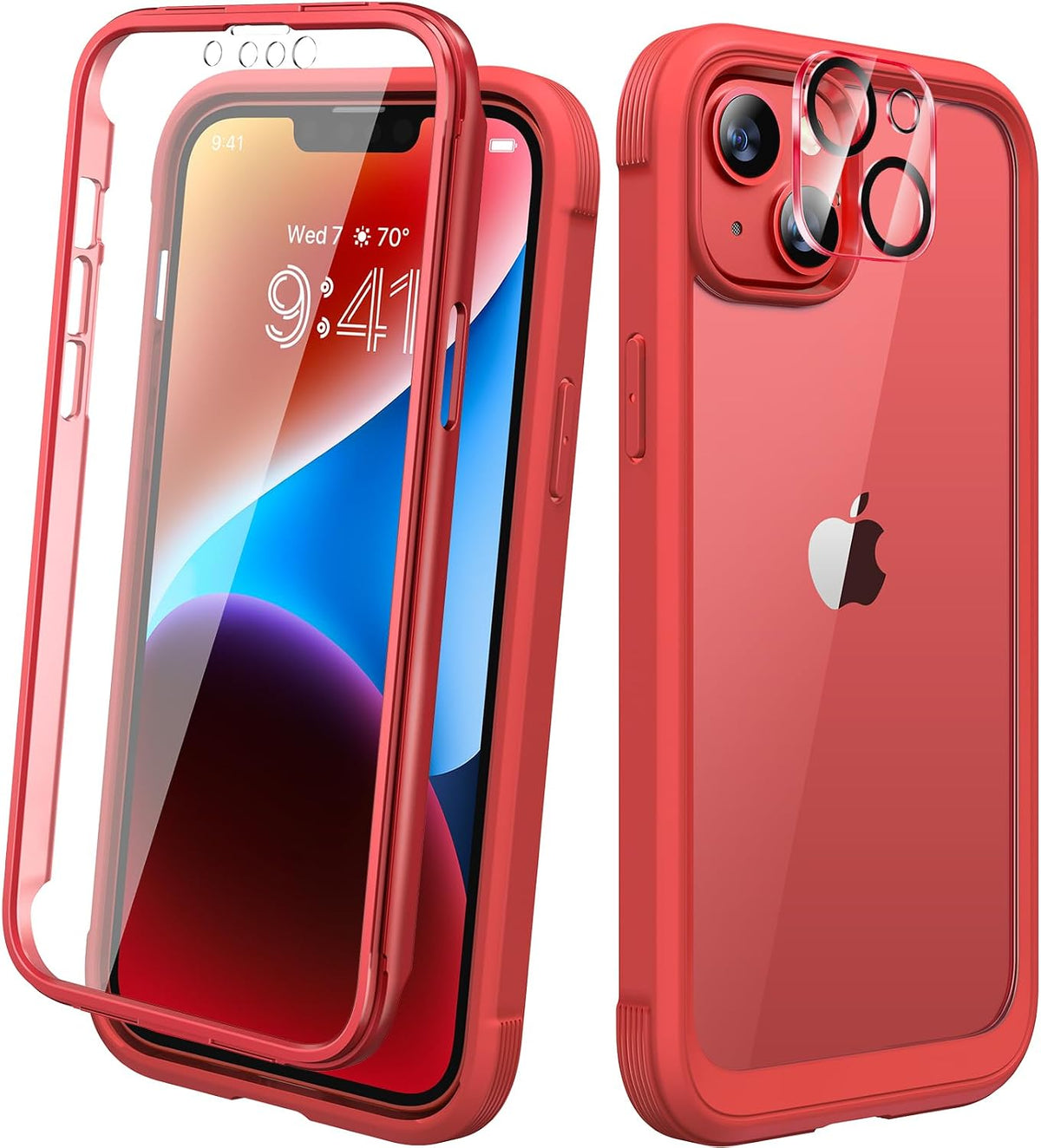 Diaclara Designed for iPhone 15 Plus Case 6.7 Inch, Full-Body Clear Bumper Cases w/Built-in Screen Protector, 360 Protective Rugged Case + Glass Camera Lens Protector,Mint Green