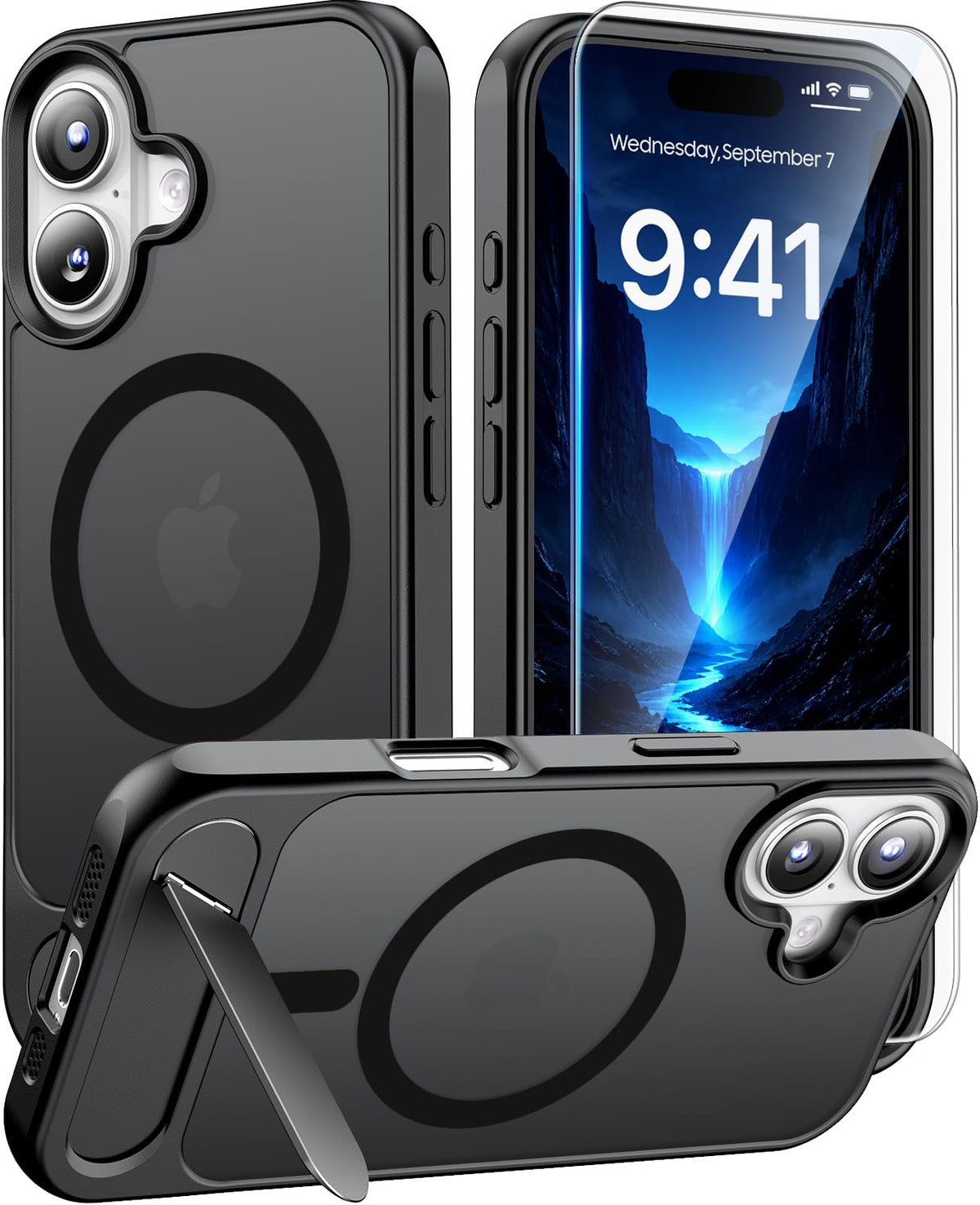 Magnetic for iPhone 16 Pro Case with Stand, Clear Matte