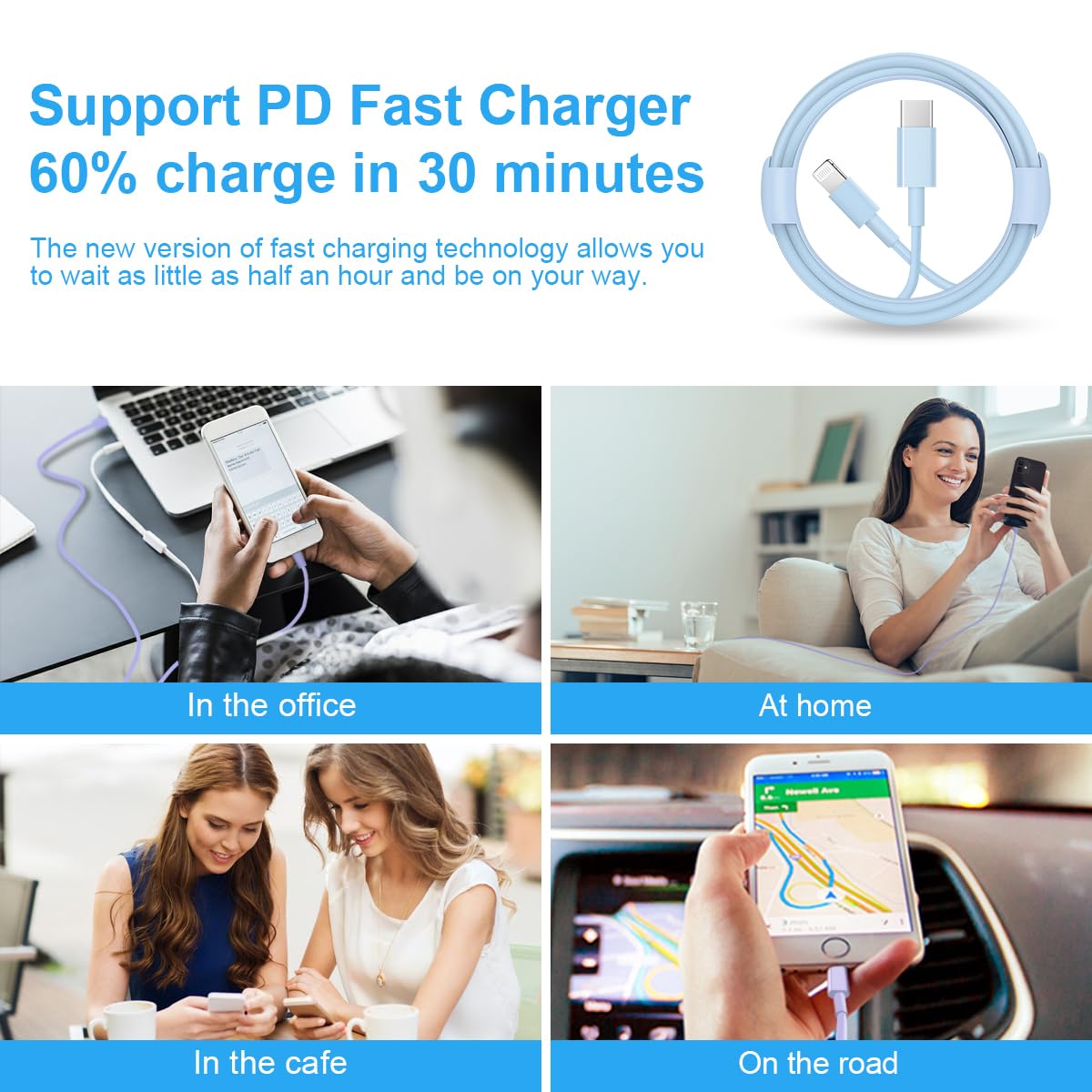 iPhone 14 13 12 Charger Fast Charging 20W USB C Wall Charger with 6FT Cable