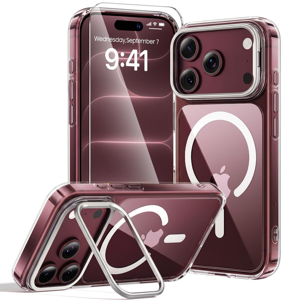 toushion 3 in 1 for iPhone 15 Plus Case Transparent
