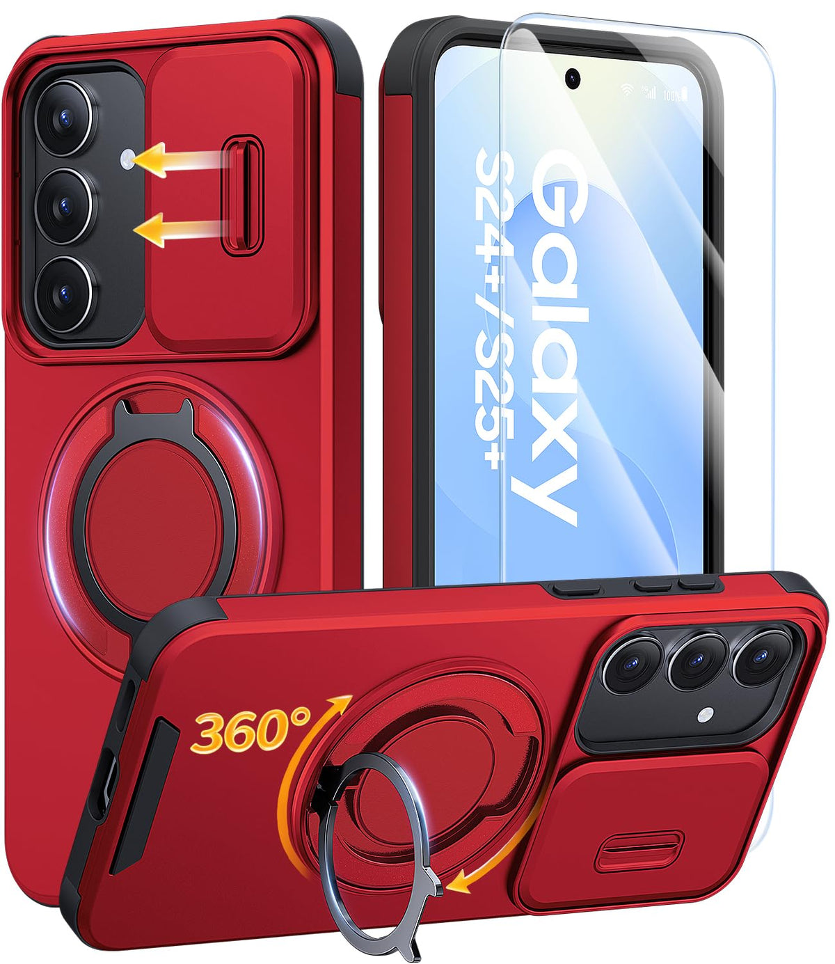 JAME for Samsung Galaxy S26 Case with Ring Stand & Slide Camera Cover