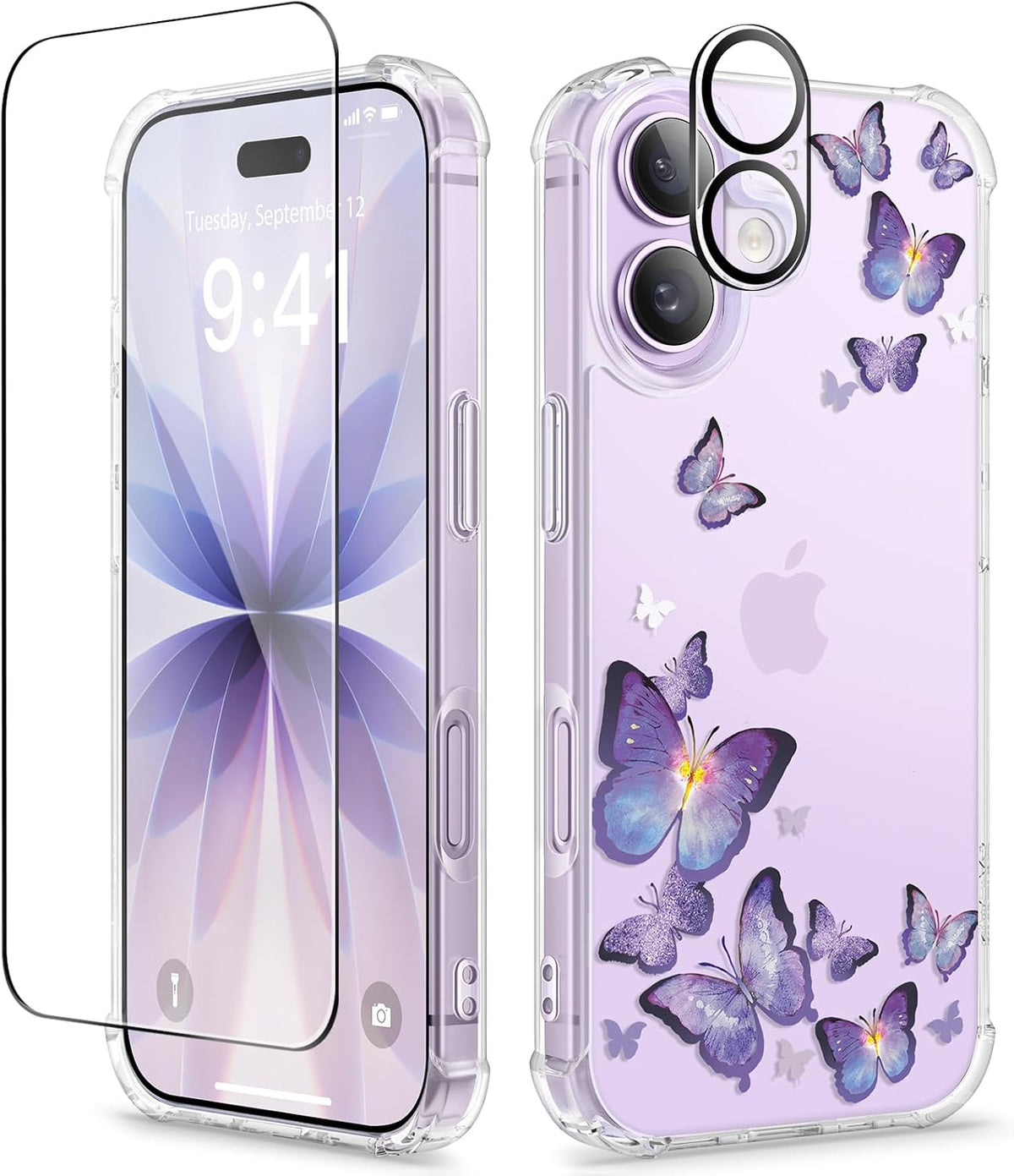 GVIEWIN for iPhone 17 Case Floral Clear Slim Women