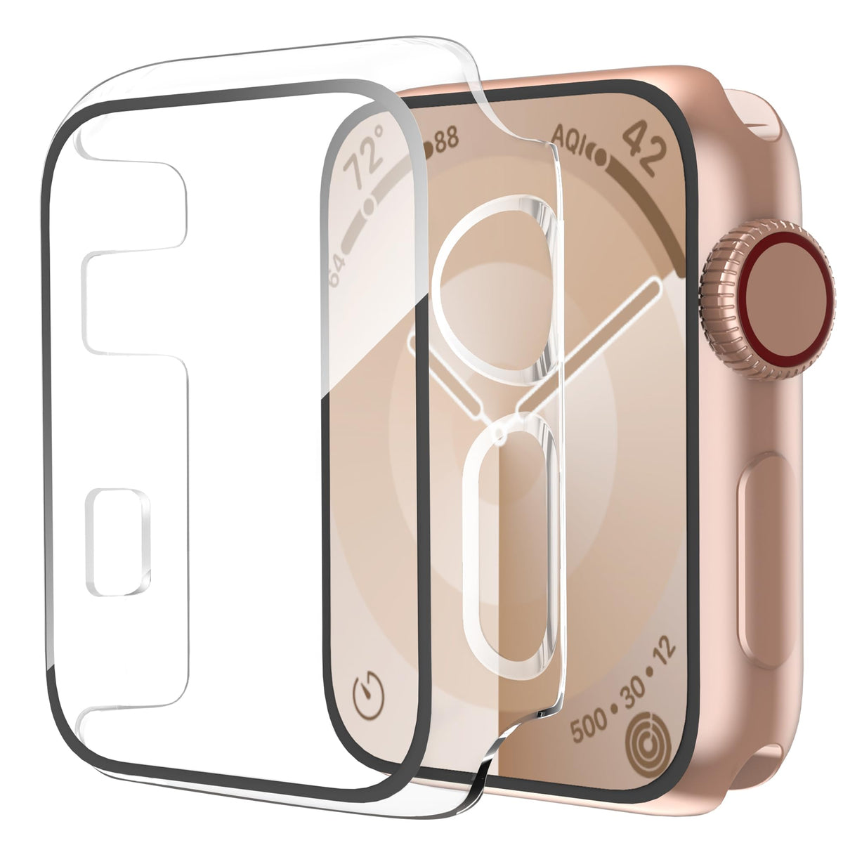 Smiling 2 Pack Case Compatible with Apple Watch Series 9 (2023)/Series 8 /Series 7 45mm with Tempered Glass Screen Protector, Hard PC Case Overall Protective Cover- Starlight
