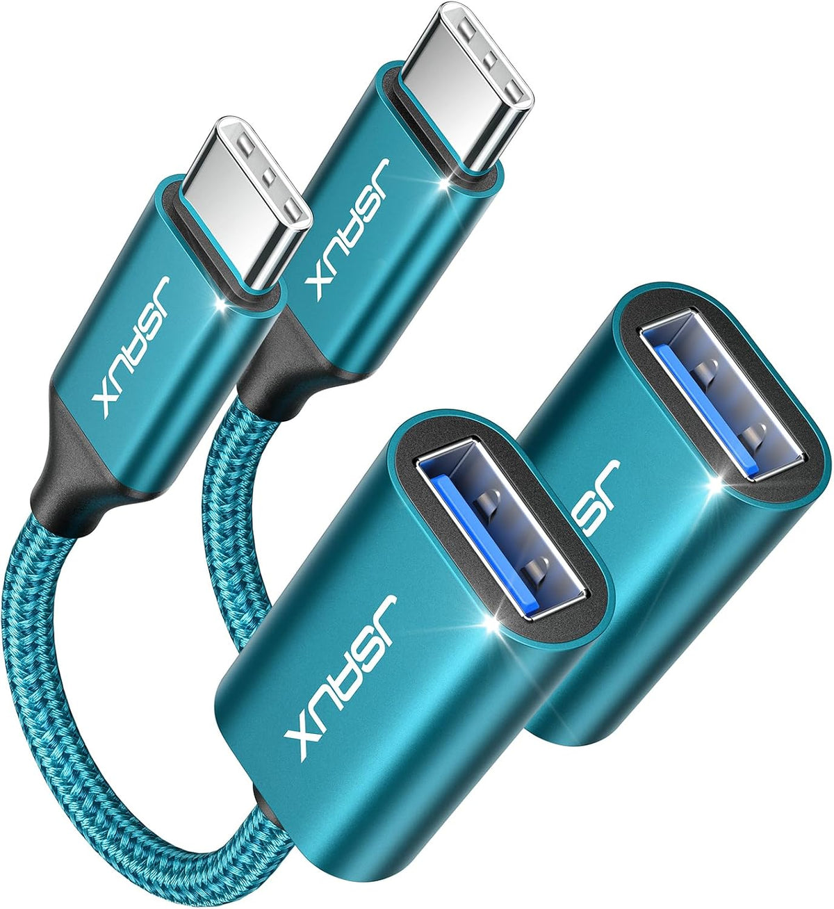 JSAUX USB C to USB 3.0 Adapter [2 Pack], USB C Male to USB Female OTG Cable Adapter Compatible with MacBook Pro/Air, iPhone 18 Pro Max/iPhone Duo‌/Air/17/16/15 Series, Samsung Galaxy S26/S25/S24/S23