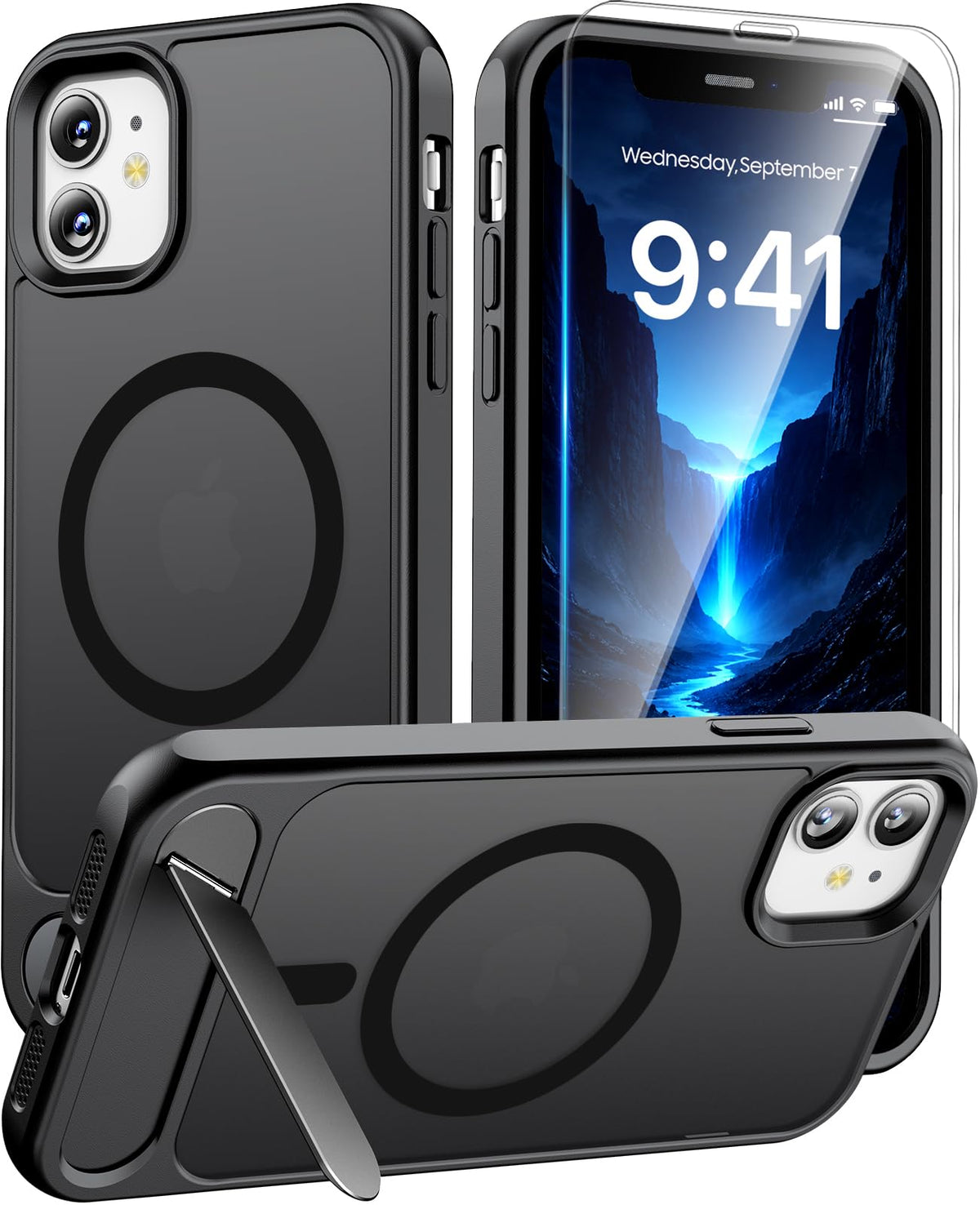 Magnetic for iPhone 16 Pro Case with Stand, Clear Matte