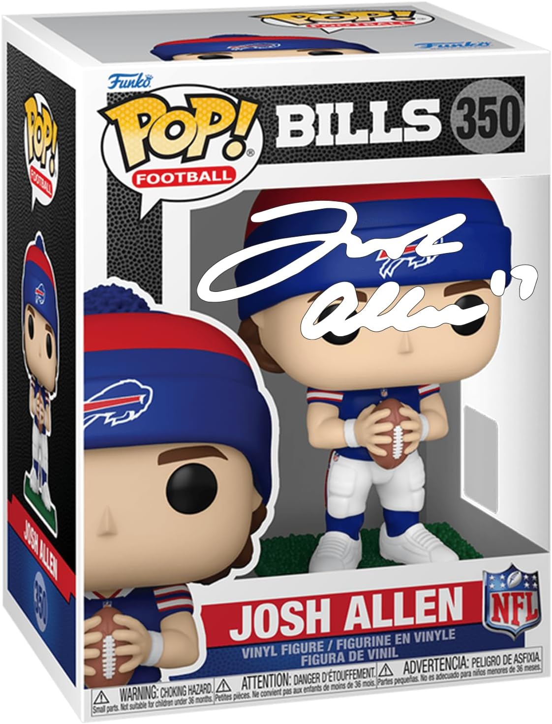 Josh Allen #350 Beanie Buffalo Bills Facsimile Signed Reprint Laser Autographed Funko POP! Football NFL Figurine with Protector Case