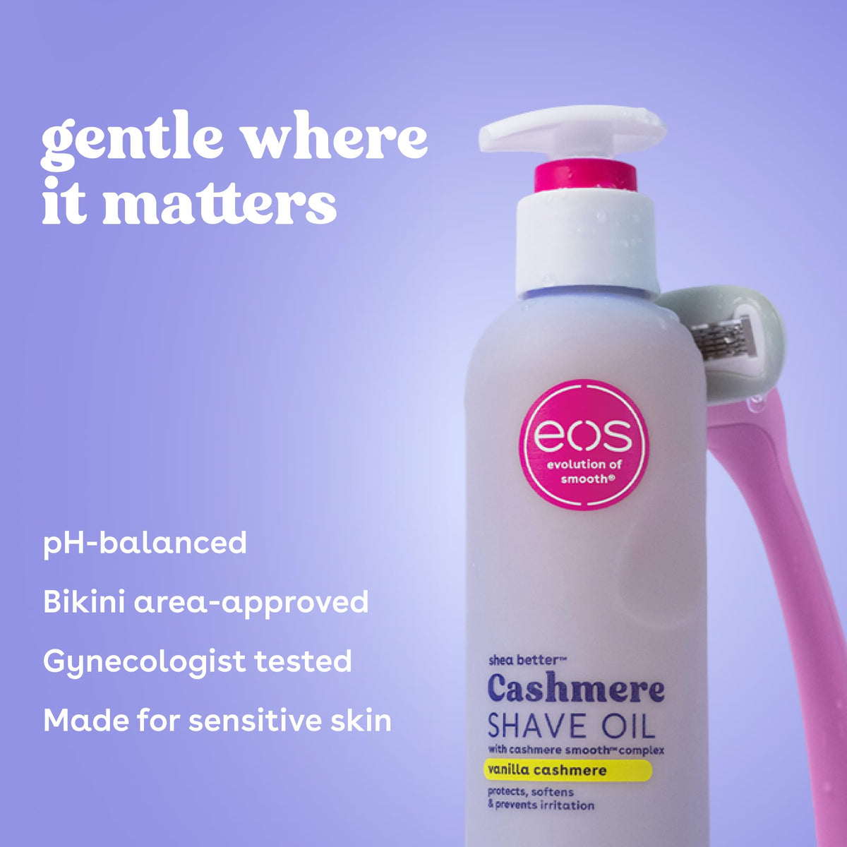 eos Cashmere Shave Oil- Fresh & Cozy, Moisturizing Shea Butter, 6 fl oz