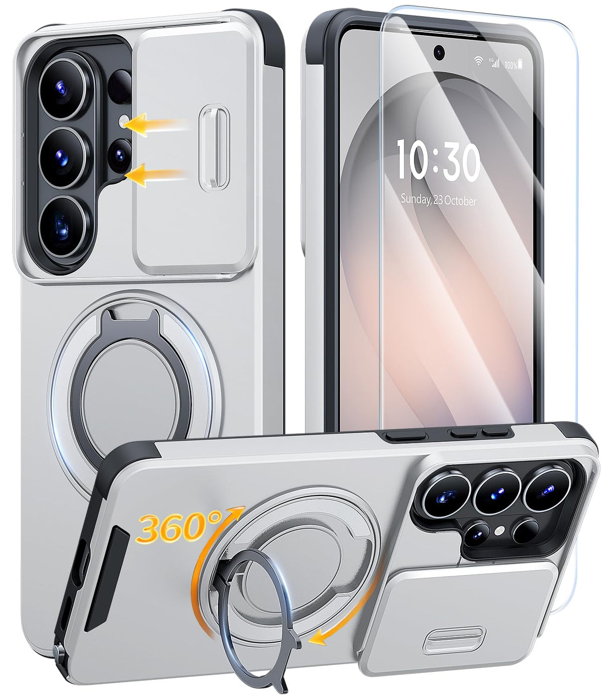 JAME for Samsung Galaxy S26 Case with Ring Stand & Slide Camera Cover