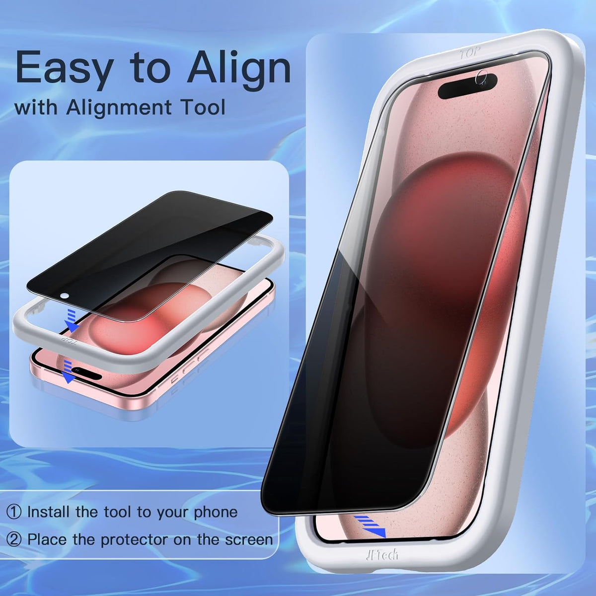 JETech Privacy Screen Protector for iPhone 16 Pro Max, 2-Pack