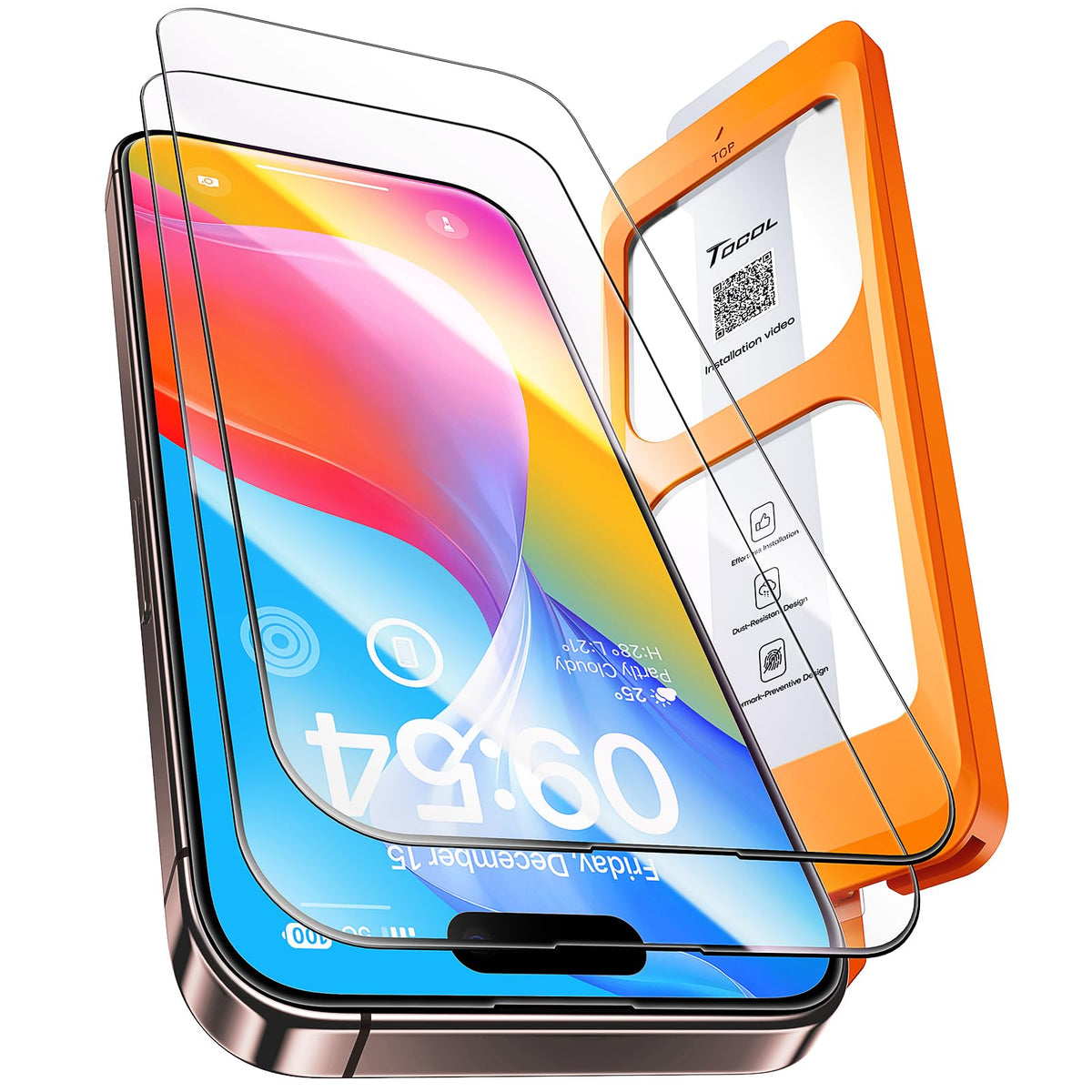 TOCOL for iPhone 17 Screen Protector, Easy Installation