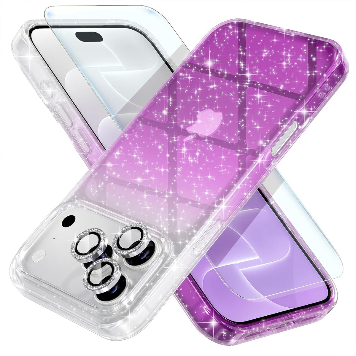 Choiche for iPhone 16 Pro Case Clear Women Girly (Glitter Gold)