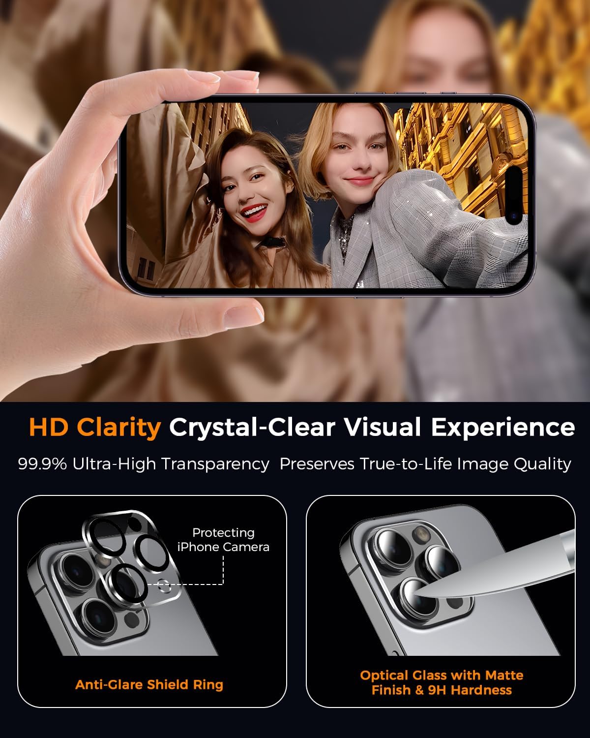 SIBEITU 3+3 Pack Screen Protector + Camera Lens Protector for iPhone 14 Pro
