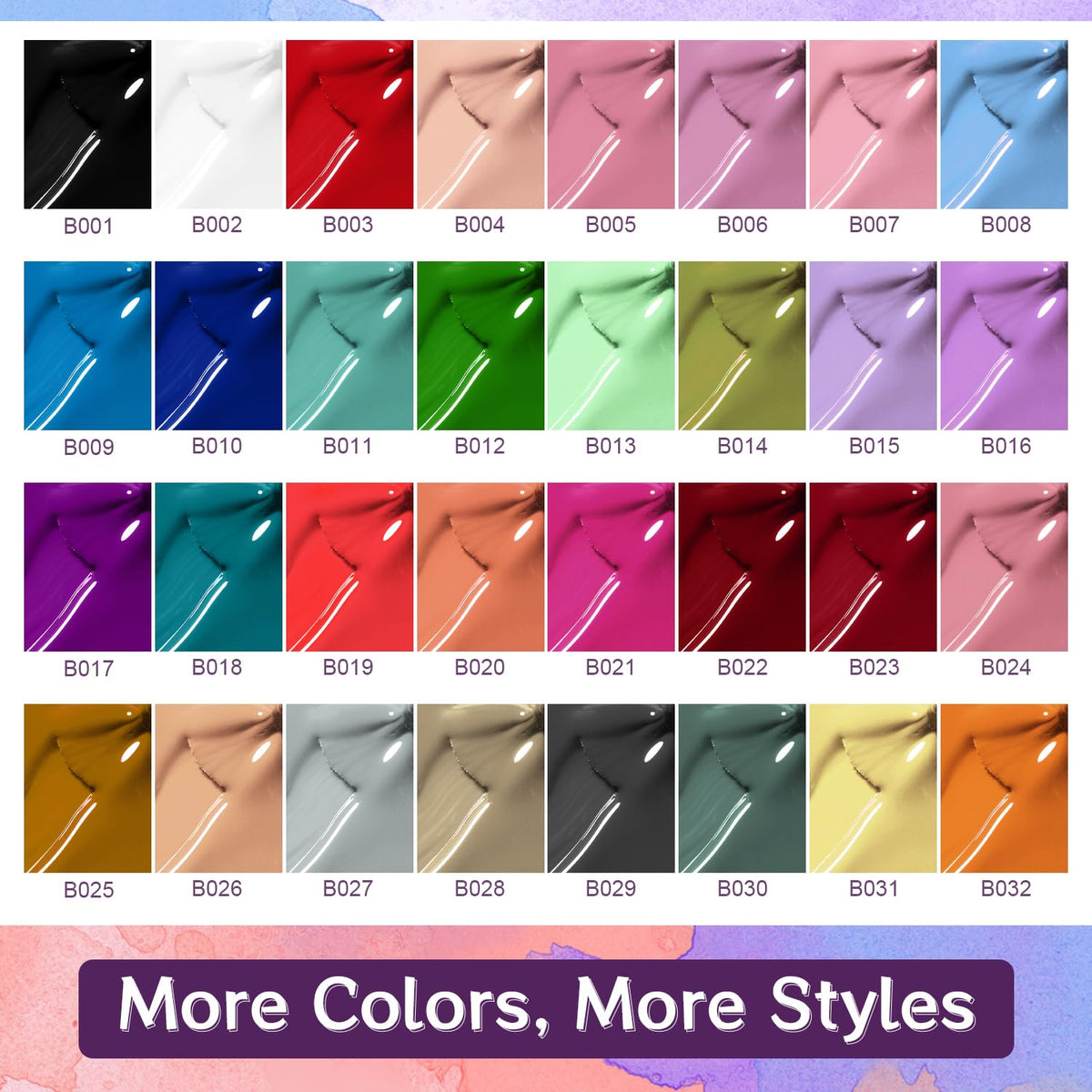 JODSONE 23 PCS Gel Nail Polish Set with Base Glossy and Matte Top Coat Multicolored Gel Nail Long Lasting Suitable for All Seasons