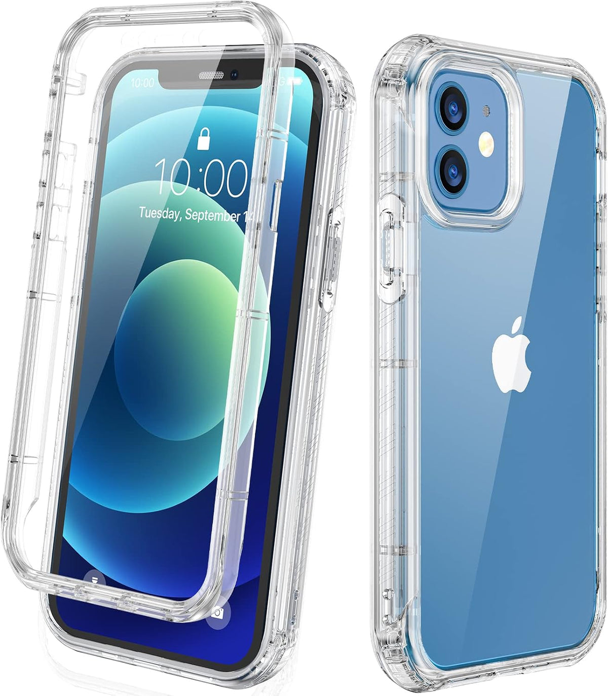 Diaclara Designed for iPhone 15 Plus Case 6.7 Inch, Full-Body Clear Bumper Cases w/Built-in Screen Protector, 360 Protective Rugged Case + Glass Camera Lens Protector,Mint Green